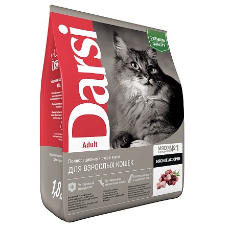1,8 кг сухой корм для кошек, Adult Мясное ассорти фото