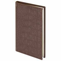 Телефонная книжка МАЛЫЙ ФОРМАТ (80х130 мм) А7, BRAUBERG "Cayman", под крокодиловую кожу, 56 л., вырубной алфавит, коричневая, 125135 фото