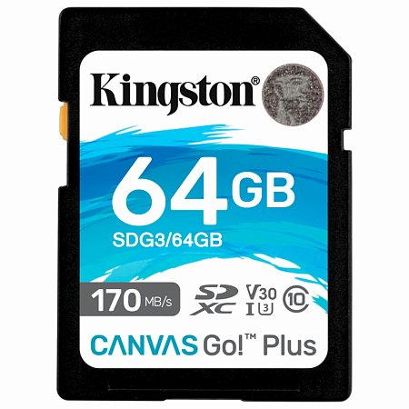 Карта памяти SDXC 64GB KINGSTON Canvas Go Plus, UHS-I U3, 170 Мб/с (class 10), SDG3/64GB фото