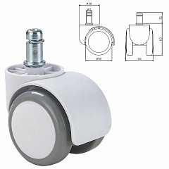 Колеса (ролики) BRABIX для кресла, прорезиненные, КОМПЛЕКТ 5шт, шток d11мм, белые, в коробе, 533085 фото