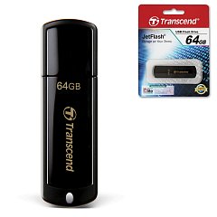 Флеш-диск 64 GB, TRANSCEND Jet Flash 350, USB 2.0, черный, TS64GJF350 фото