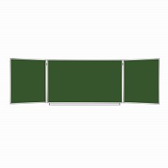 Доска для мела магнитная 3-х элементная 100х150/300 см, 5 рабочих поверхностей, зеленая, BRAUBERG, 231707 фото