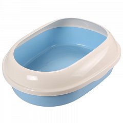 Туалет P541 для кошек овальный с бортом, голубой, 490*380*160мм, Triol фото