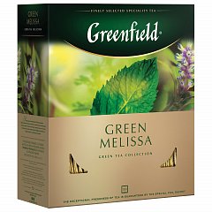 Чай GREENFIELD (Гринфилд) "Green Melissa", зеленый, с мятой, 100 пакетиков в конвертах по 1,5 г, 0879 фото