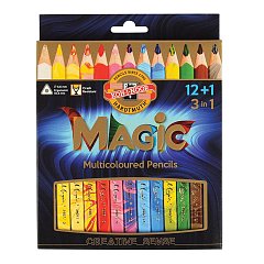 Карандаши с многоцветным грифелем KOH-I-NOOR "Magic", НАБОР 13 штук, трехгранные, утолщенный грифель 5,6 мм, натуральное дерево, 3408, 3408013001KS фото