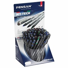 Ручка шариковая масляная PENSAN "My-Tech Colored", палитра классических цветов АССОРТИ, игольчатый узел 0,7 мм, линия 0,35 мм, дисплей, 2240, 2240/S60-4 фото