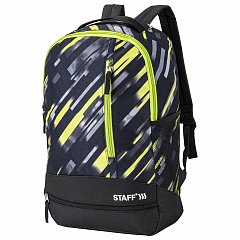 Рюкзак STAFF STRIKE универсальный, 3 кармана, черно-салатовый, 45х27х12 см, 270783 фото