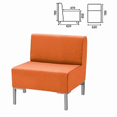 Кресло мягкое "Хост" М-43, 620х620х780 мм, без подлокотников, экокожа, оранжевое фото