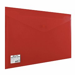 Папка-конверт с кнопкой BRAUBERG, А4, до 100 листов, непрозрачная, красная, СВЕРХПРОЧНАЯ 0,2 мм, 221364 фото