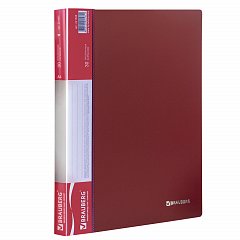 Папка 30 вкладышей BRAUBERG стандарт, красная, 0,6 мм, 221598 фото