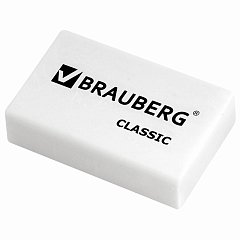 Ластик BRAUBERG "Classic", 26х17х7 мм, белый, прямоугольный, 221033 фото