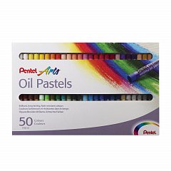 Пастель масляная художественная PENTEL "Oil Pastels", 50 цветов, круглое сечение, картонная упаковка, PHN4-50 фото