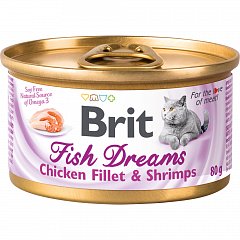 Brit Fish Dreams консервы для кошек с куриным филе и креветками фото