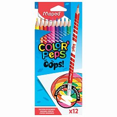 Карандаши цветные стираемые с ластиком MAPED (Франция) "Color'Peps Oops", 12 цветов, трехгранные, 832812 фото