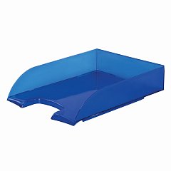 Лоток горизонтальный для бумаг BRAUBERG "Office style", 320х245х65 мм, тонированный синий, 237290 фото