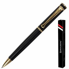 Ручка подарочная шариковая BRAUBERG "Perfect Black", корпус черный, узел 1 мм, линия письма 0,7 мм, синяя, 141416 фото
