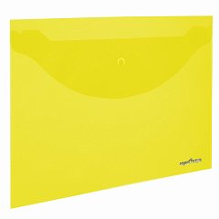 Папка-конверт с кнопкой ЮНЛАНДИЯ, А4, до 100 листов, прозрачная, желтая, 0,18 мм, 228668 фото