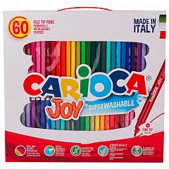 Фломастеры CARIOCA (Италия) "Joy", 60 шт., 30 цветов, суперсмываемые, картонная коробка с ручкой, 41015 фото