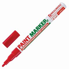 Маркер-краска лаковый (paint marker) 2 мм, КРАСНЫЙ, БЕЗ КСИЛОЛА (без запаха), алюминий, BRAUBERG PROFESSIONAL, 150865 фото