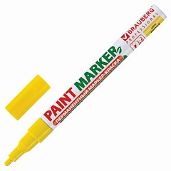 Маркер-краска лаковый (paint marker) 2 мм, ЖЕЛТЫЙ, БЕЗ КСИЛОЛА (без запаха), алюминий, BRAUBERG PROFESSIONAL, 150863 фото
