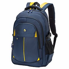 Рюкзак BRAUBERG TITANIUM универсальный, синий, желтые вставки, 45х28х18см, 270768 фото