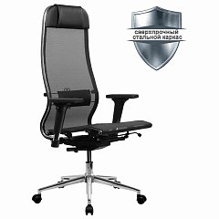 Кресло МЕТТА "ErgoLife" 10 B1-104D, хром, синхромеханизм, 2D-подлокотники, прочная сетка, черное фото