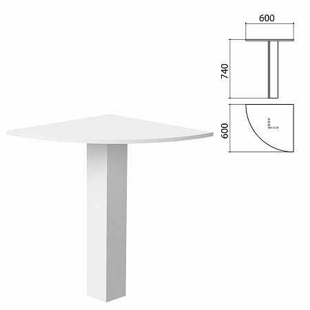 Стол приставной угловой "Бюджет", 600х600х740 мм, белый, 402664-290 фото