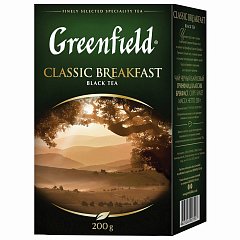 Чай GREENFIELD (Гринфилд) "Classic Breakfast", черный, листовой, 200 г, картонная коробка, 0792-10 фото