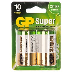 Батарейки GP Super, D (LR20, 13А), алкалиновые, КОМПЛЕКТ 2 шт, в пленке, 13A-OS2 фото