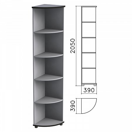 Шкаф (стеллаж) угловой "Монолит", 390х390х2050 мм, 4 полки, цвет серый, УМ46.11 фото