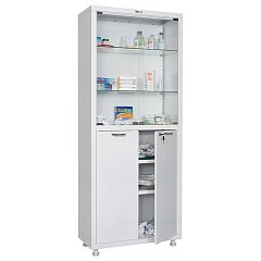 Шкаф медицинский 2-створчатый HILFE "МД 2 1670/SG" 1755х700х320 мм, стекло, белый, S26199203509 фото