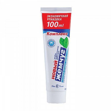 Зубная паста 100 мл, НОВЫЙ ЖЕМЧУГ, комплексная защита от кариеса, с сильным ароматом мяты, 17123 фото