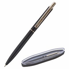 Ручка подарочная шариковая BRAUBERG "Larghetto", СИНЯЯ, корпус черный с хромированными деталями, линия письма 0,5 мм, 143476 фото