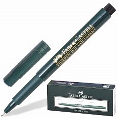 Ручка капиллярная (линер) FABER-CASTELL "Finepen 1511", ЧЕРНАЯ, корпус темно-зеленый, линия 0,4 мм, 151199 фото