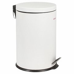 Ведро-контейнер для мусора (урна) с педалью LAIMA "Classic", 20 л, белое, глянцевое, металл, со съемным внутренним ведром, 604949 фото