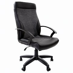 Кресло офисное BRABIX "Trust EX-535", экокожа черная, ткань серая, 531383 фото