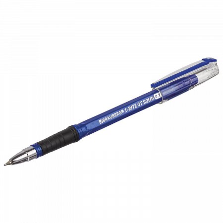 Ручка шариковая масляная с грипом BRAUBERG "i-Rite GT Solid", СИНЯЯ, корпус синий, узел 0,7 мм, 143305 фото
