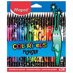 Карандаши цветные MAPED COLOR PEP'S Black Monster, набор 24 цвета, пластиковый корпус, 862624 фото