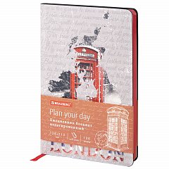Ежедневник недатированный А5 (138х213 мм), BRAUBERG VISTA, под кожу, гибкий, 136 л., "Good old England", 112010 фото