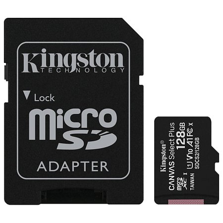 Карта памяти microSDXC 128 GB KINGSTON Canvas Select Plus UHS-I U1,100 Мб/с (class 10), адаптер, SDCS2/128 GB, SDCS2/128GB фото