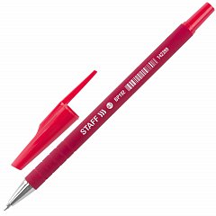 Ручка шариковая STAFF "EVERYDAY" BP-192, КРАСНАЯ, корпус прорезиненный красный, узел 0,7 мм, линия письма 0,35 мм, 142399 фото
