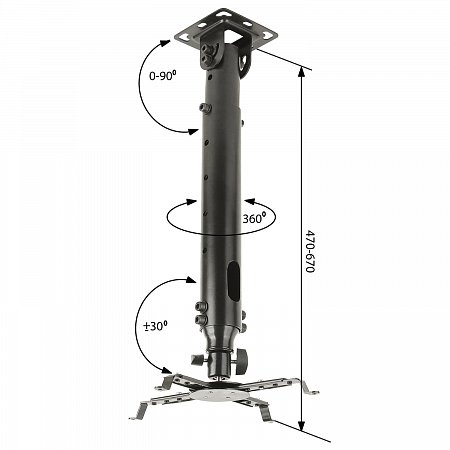 Кронштейн для проекторов потолочный KROMAX PROJECTOR-100, 3 степени свободы, высота 47-67 см, 20 кг, 20039 фото