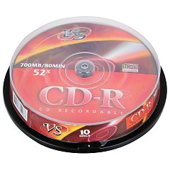 Диски CD-R VS 700 Mb 52x Cake Box (упаковка на шпиле), КОМПЛЕКТ 10 шт., VSCDRCB1001 фото