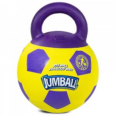 Игрушка для собак Мяч футбольный c ручкой желтый 26см, серия JUMBALL фото
