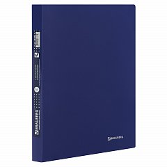 Папка с металлическим скоросшивателем и внутренним карманом BRAUBERG "Диагональ", темно-синяя, до 100 листов, 0,6 мм, 221352 фото