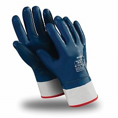 Перчатки хлопковые MANIPULA ТЕХНИК КП, нитриловое покрытие (облив), размер 10 (XL), синие, TN-01/MG-224 фото