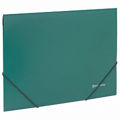 Папка на резинках BRAUBERG, стандарт, зеленая, до 300 листов, 0,5 мм, 221621 фото