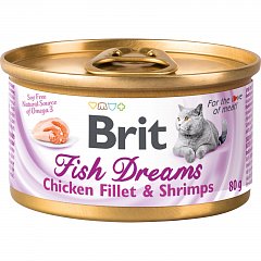 BRIT CARE, Консервы с куриным филе и креветками для кошек "Fish Dreams", 80г, 111360 фото