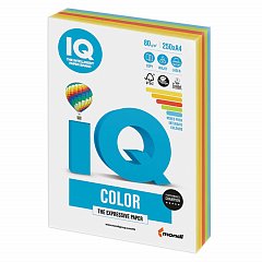 Бумага цветная IQ color, А4, 80 г/м2, 250 л., (5 цветов x 50 листов), микс интенсив, RB02 фото