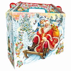 Подарок новогодний "С горки", НАБОР конфет 1200 г, картонная коробка, 323078/МГД-037 фото